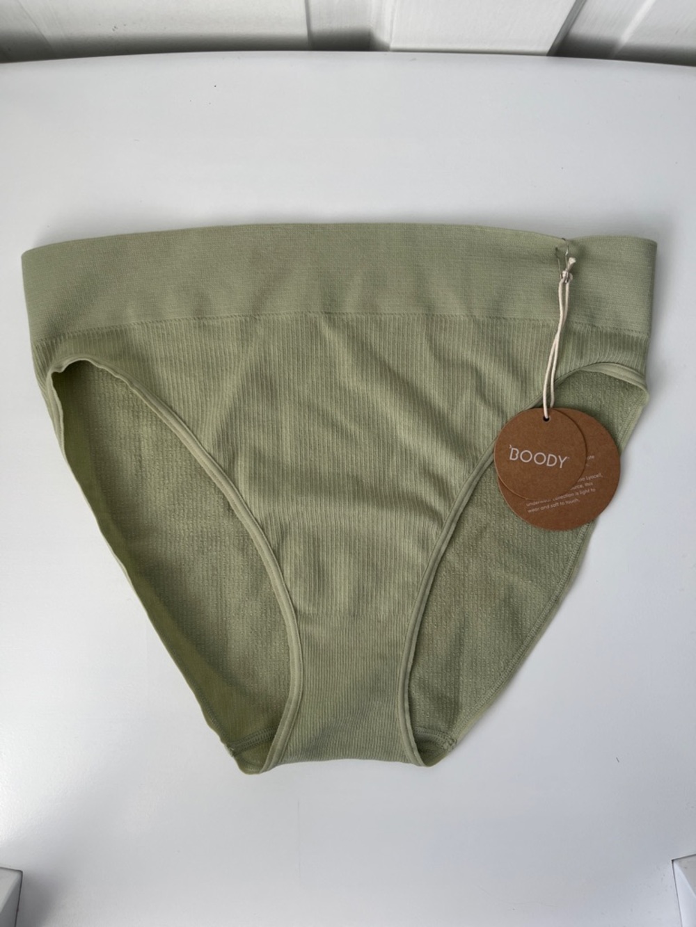 NWT BOODY Sage Green Lyolyte Ribbed High Leg Brief S